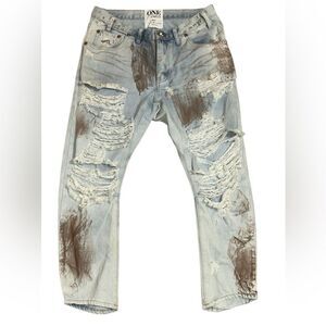 One Teaspoon Distressed Paint Splatter Jeans(Size 26)